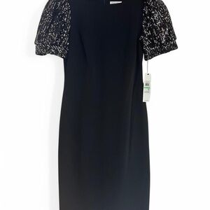 Calvin Klein Black Dress with sequin Sleeves